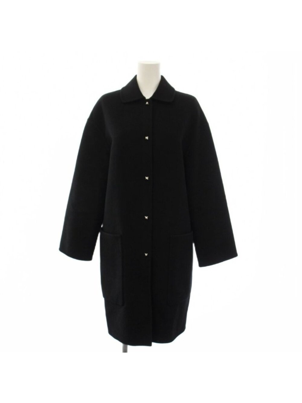 Hermes Medor Long Coat Double Face Cashmere 100% Black 34